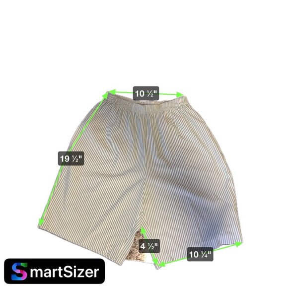 Bon Worth Blue White Seersucker Elastic Waist Pull On Shorts Pockets Sz SP - Picture 7 of 7